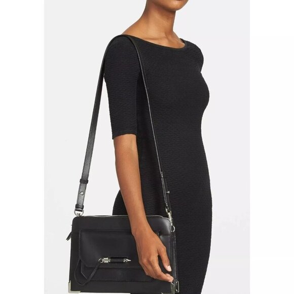 MACKAGE-LAINE-Medium-Smooth Black Leather Arrow Bag-Sold Out Everywhere-NWT - Picture 5 of 10